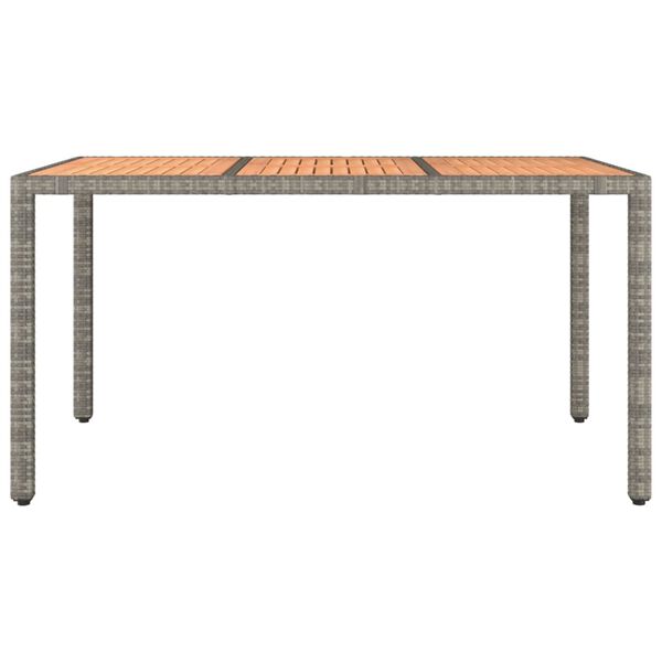 vidaXL Table de jardin et dessus en bois Gris R&eacute;sine tress&eacute;e et acacia