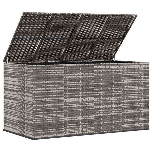 vidaXL Bo&icirc;te &agrave; coussins de jardin R&eacute;sine tress&eacute;e 194x100x103 cm Gris
