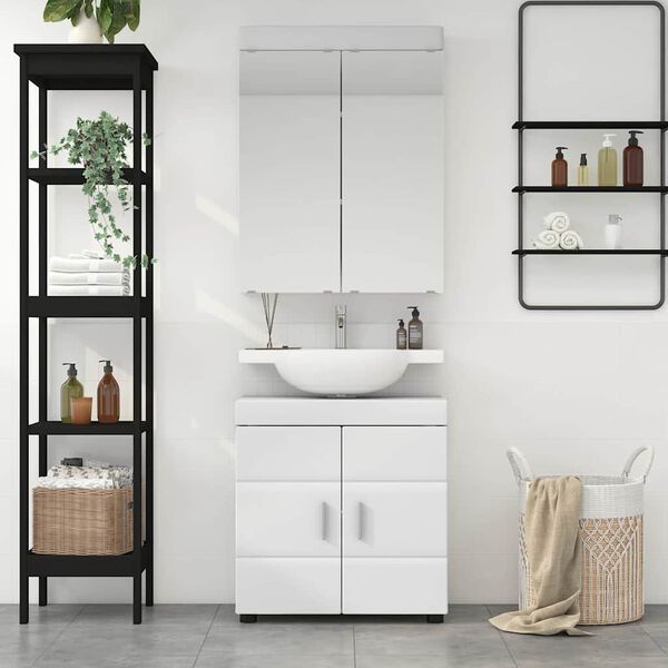 vidaXL Ensemble de mobilier de salle de bain avec &eacute;tag&egrave;re TULUM Blanc
