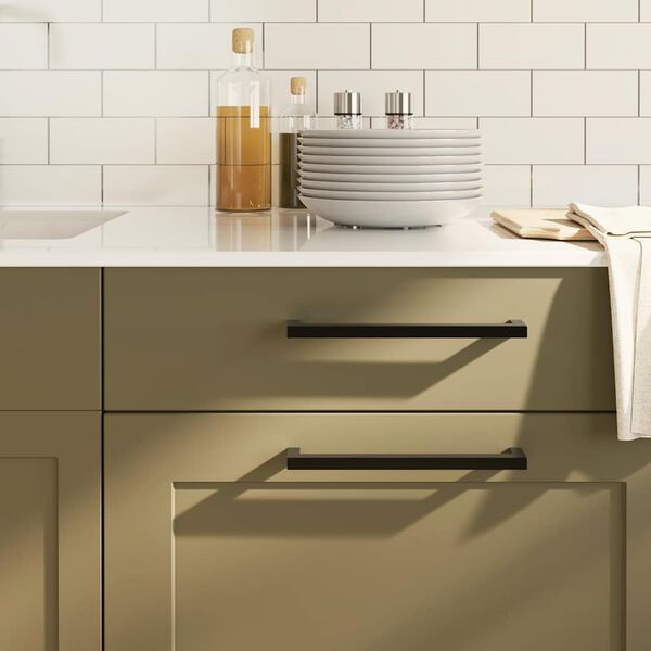 vidaXL Poign&eacute;es d'armoire 5 pcs noir 224 mm acier inoxydable