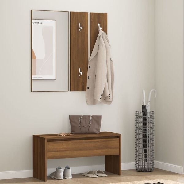 vidaXL Ensemble de meubles de couloir Chêne marron Bois d'ingénierie