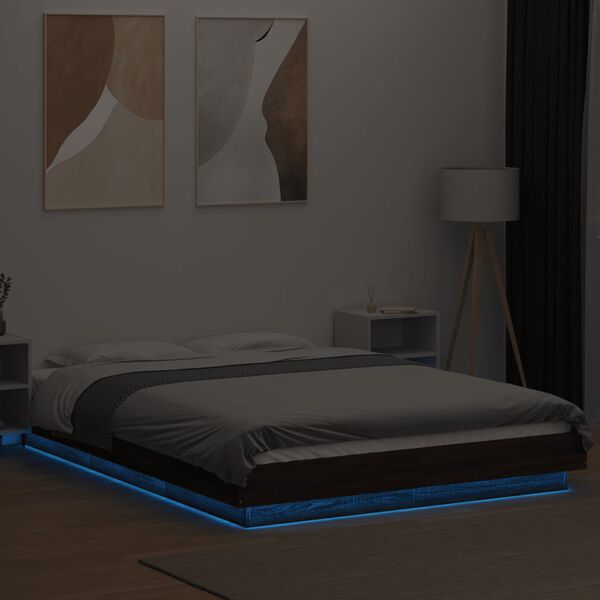 vidaXL Cadre de lit avec lumières LED sans matelas 135x190 cm