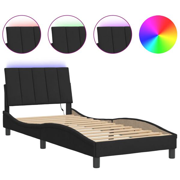 vidaXL Cadre de lit avec LED sans matelas Hanko noir 80x200 cm velours