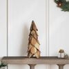vidaXL Sapin de Noël avec support Marron 50 cm Bois de teck solide