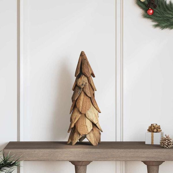 vidaXL Sapin de Noël avec support Marron 50 cm Bois de teck solide
