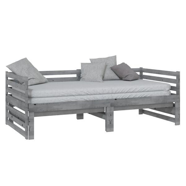 vidaXL Lit coulissant sans matelas gris 2x(90x200) cm