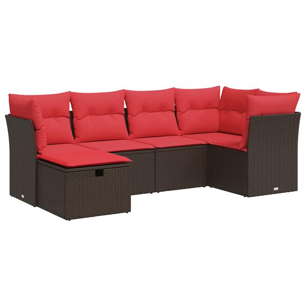 vidaXL Salon de jardin avec coussins 6 pcs marron r&eacute;sine tress&eacute;e