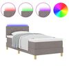 vidaXL Lit &agrave; ressort LED avec matelas Taupe 90 x 190 cm tissu