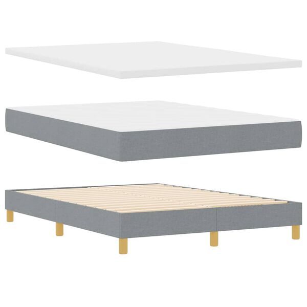 vidaXL Lit &agrave; ressorts avec matelas Gris clair 200 x 140 cm Polyester