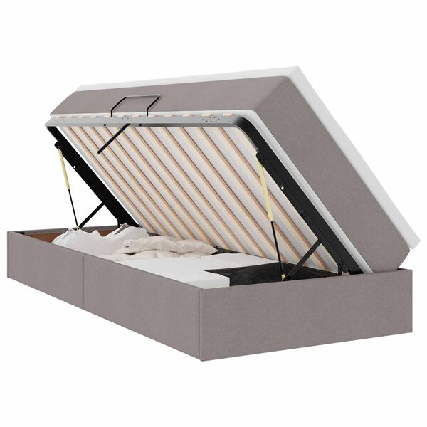 vidaXL Lit avec rangement et matelas Taupe 90 x 190 cm Polyester