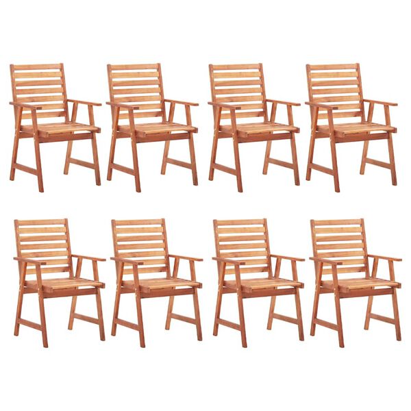 vidaXL Chaises &agrave; manger d'ext&eacute;rieur lot de 8 et coussins Acacia massif