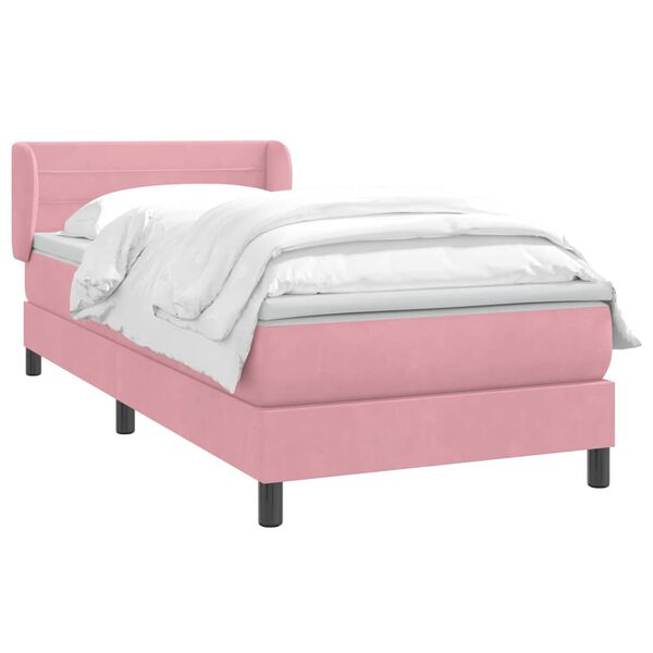 vidaXL Sommier &agrave; lattes de lit avec matelas rose 100x220 cm velours