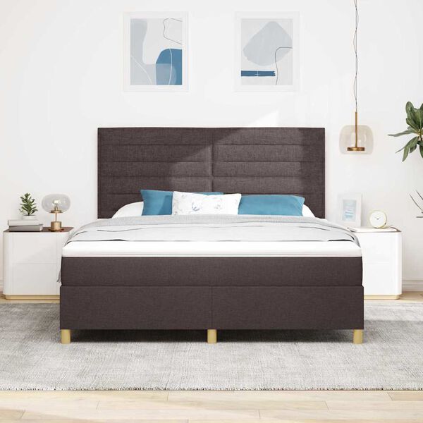 vidaXL Lit &agrave; ressorts avec matelas Marron fonc&eacute; 180 x 200 cm tissu