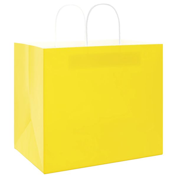 vidaXL Sacs en papier 250 pcs avec poignées jaune 32x22x28 cm