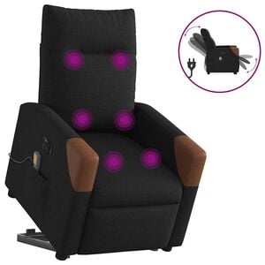 vidaXL Fauteuil inclinable de massage &eacute;lectrique Noir Tissu