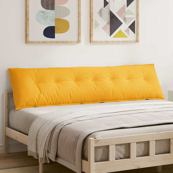 vidaXL Coussin de Dos Jaune clair 200 x 50 cm Tissu en velours c&ocirc;tel&eacute;