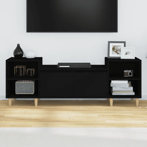 vidaXL Meuble TV Noir 160x35x55 cm Bois d'ing&eacute;nierie