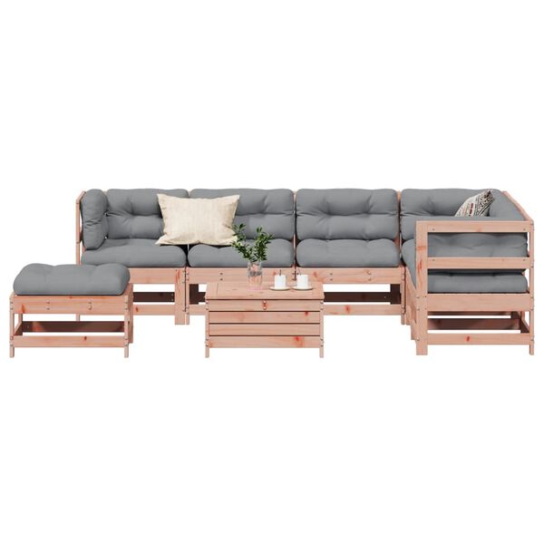vidaXL Salon de jardin 8 pcs avec coussins bois massif douglas