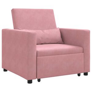 vidaXL Canap&eacute;-lit escamotable simple avec des roues Rose clair Velours