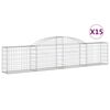 vidaXL Paniers à gabions arqués 15 pcs 300x30x60/80 cm Fer galvanisé