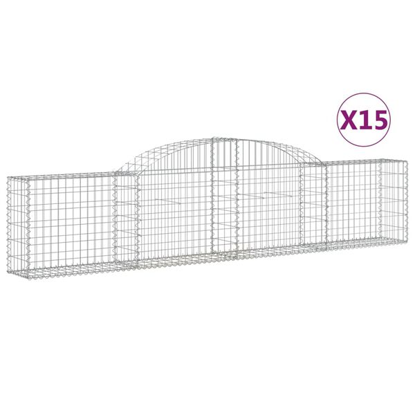 vidaXL Paniers à gabions arqués 15 pcs 300x30x60/80 cm Fer galvanisé