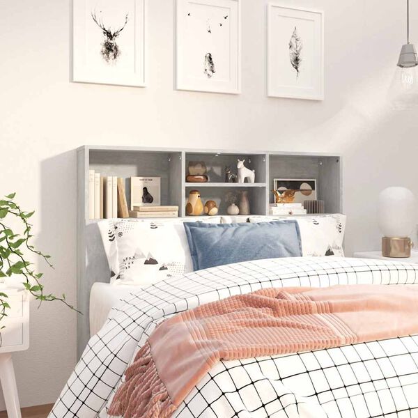 vidaXL Armoire de t&ecirc;te de lit Gris b&eacute;ton 120x19x103,5 cm