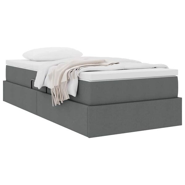 vidaXL Lit avec rangement et matelas Gris fonc&eacute; 90 x 200 cm Polyester