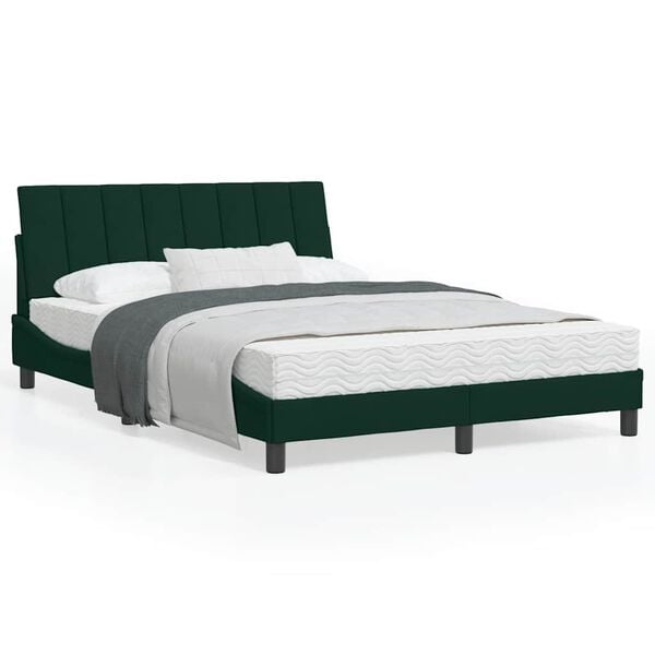 vidaXL Lit avec matelas Hanko vert fonc&eacute; 120x200 cm velours