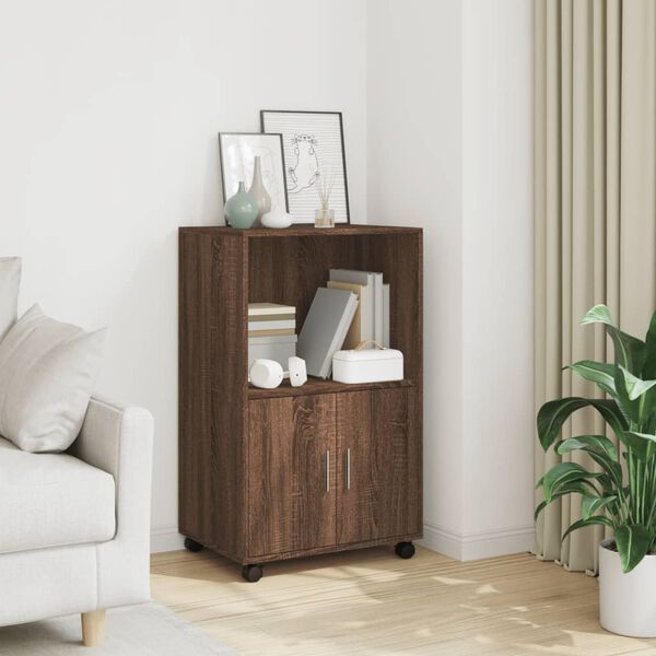 vidaXL Armoire à roulettes chêne marron 55x40x91 cm bois d'ingénierie