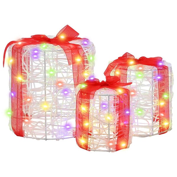 vidaXL Décoration de boîte cadeau 3 pcs coloré 20 x 20 x 21 cm