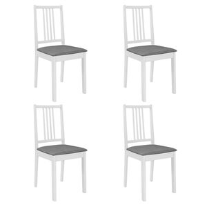 vidaXL Chaises &agrave; manger avec coussins lot de 4 blanc bois solide
