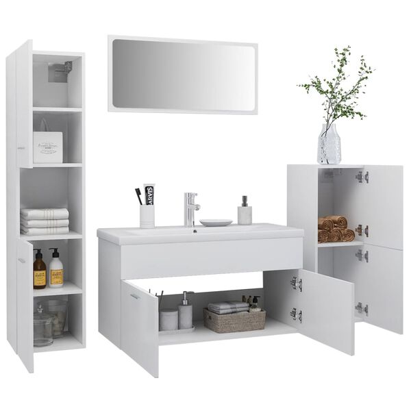 vidaXL Ensemble de meubles de salle de bain Blanc Agglom&eacute;r&eacute;