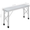 vidaXL Table de camping pliable avec 2 bancs Aluminium Blanc