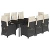 vidaXL Ensemble &agrave; manger de jardin 9pcs coussins noir r&eacute;sine tress&eacute;e