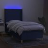 vidaXL Sommier &agrave; lattes de lit matelas et LED Bleu 90x200 cm Tissu