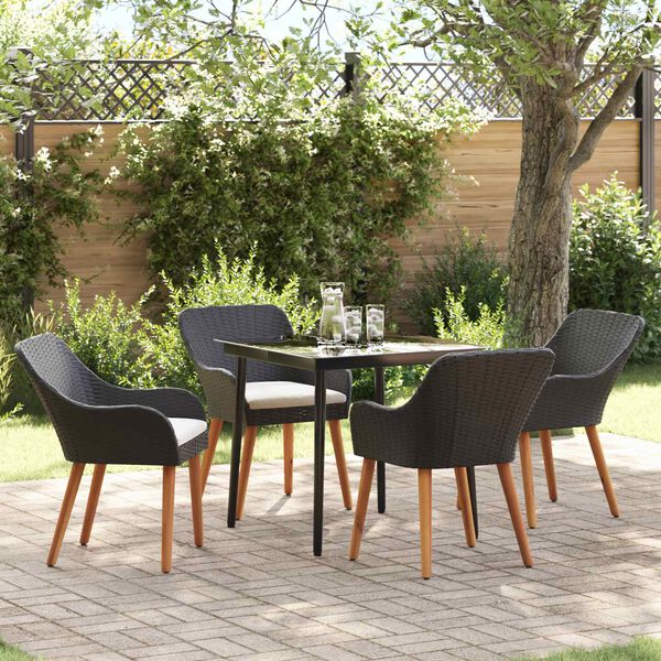 vidaXL Ensemble de salle &agrave; manger pour jardin 5 pcs Noir polyrotin