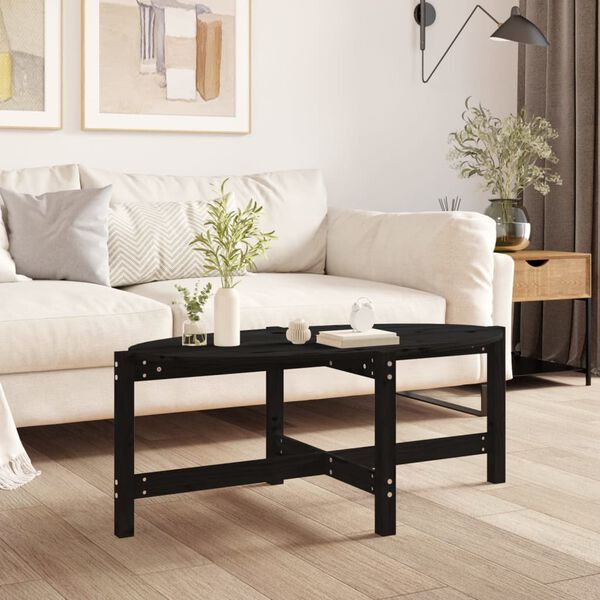 vidaXL Table basse Noir 118x63x45 cm Bois massif de pin
