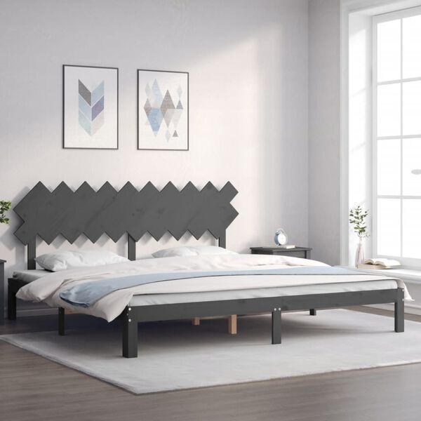 vidaXL Cadre de lit sans matelas gris 200x200 cm bois massif de pin