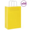 vidaXL Sacs en papier 50 pcs avec poign&eacute;es jaune 21x11x31 cm