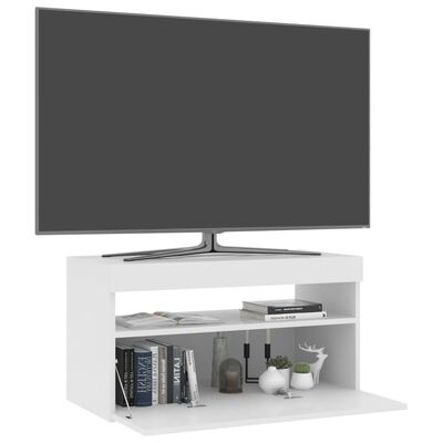 vidaXL Meuble TV avec lumières LED Blanc brillant 75x35x40 cm