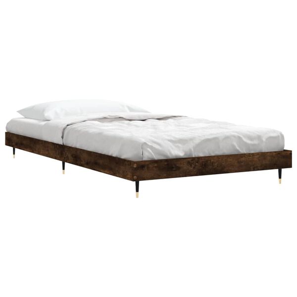 vidaXL Cadre de lit sans matelas ch&ecirc;ne fum&eacute; 90x200cm bois d'ing&eacute;nierie