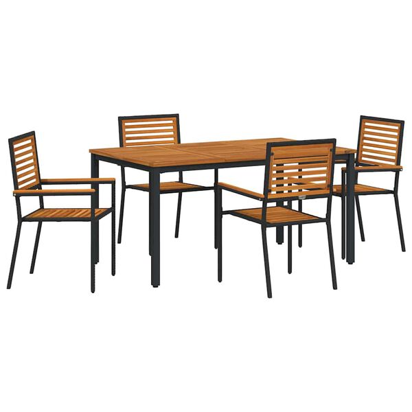 vidaXL Ensemble de salle &agrave; manger pour jardin 5 pcs Noir et Marron