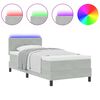 vidaXL Lit &agrave; ressort LED avec matelas Gris clair 90 x 190 cm Velours
