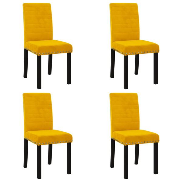 vidaXL Chaises &agrave; manger lot de 4 jaune velours