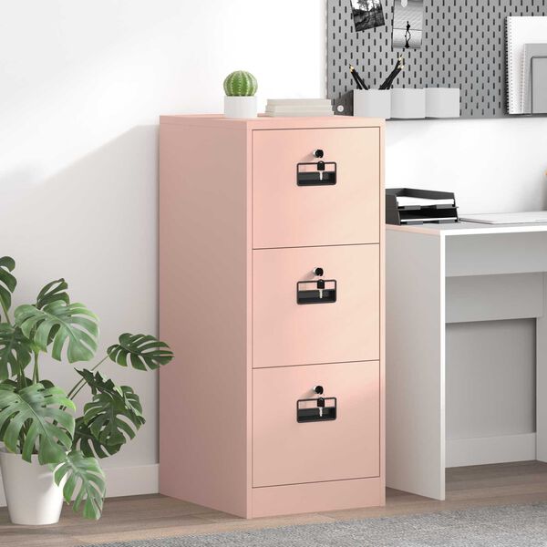 vidaXL Cabinet de Dossier Rose 44 x 50 x 106.5 cm Acier Lamin&eacute; &agrave; Froid