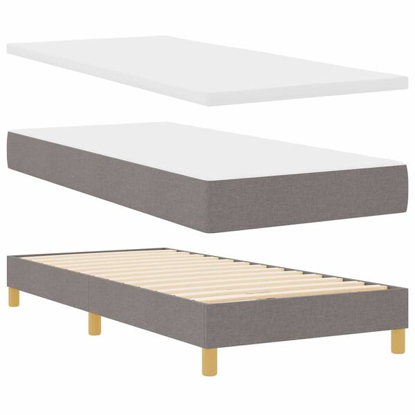 vidaXL Lit &agrave; ressorts avec matelas Taupe 190 x 90 cm Polyester