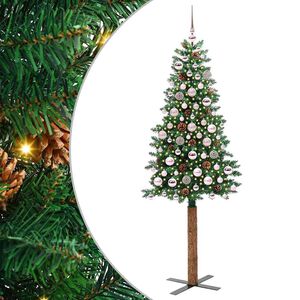 vidaXL Sapin de No&euml;l mince Vert 180 cm PVC et bois de pin massif