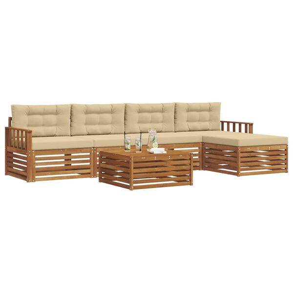 vidaXL Ensemble de canap&eacute;s d'ext&eacute;rieur 6 pcs Naturel et Beige