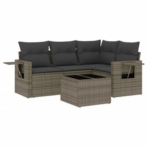 vidaXL Salon de jardin 5 pcs avec coussins gris r&eacute;sine tress&eacute;e