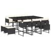 vidaXL Ensemble &agrave; manger de jardin 11 pcs coussins noir r&eacute;sine tress&eacute;e